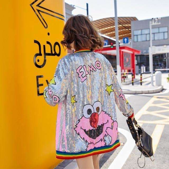 Elmo Sequined Bomber Jacket Bouxji Boutique elmo-sequined-bomber-jacket-bouxji-boutique